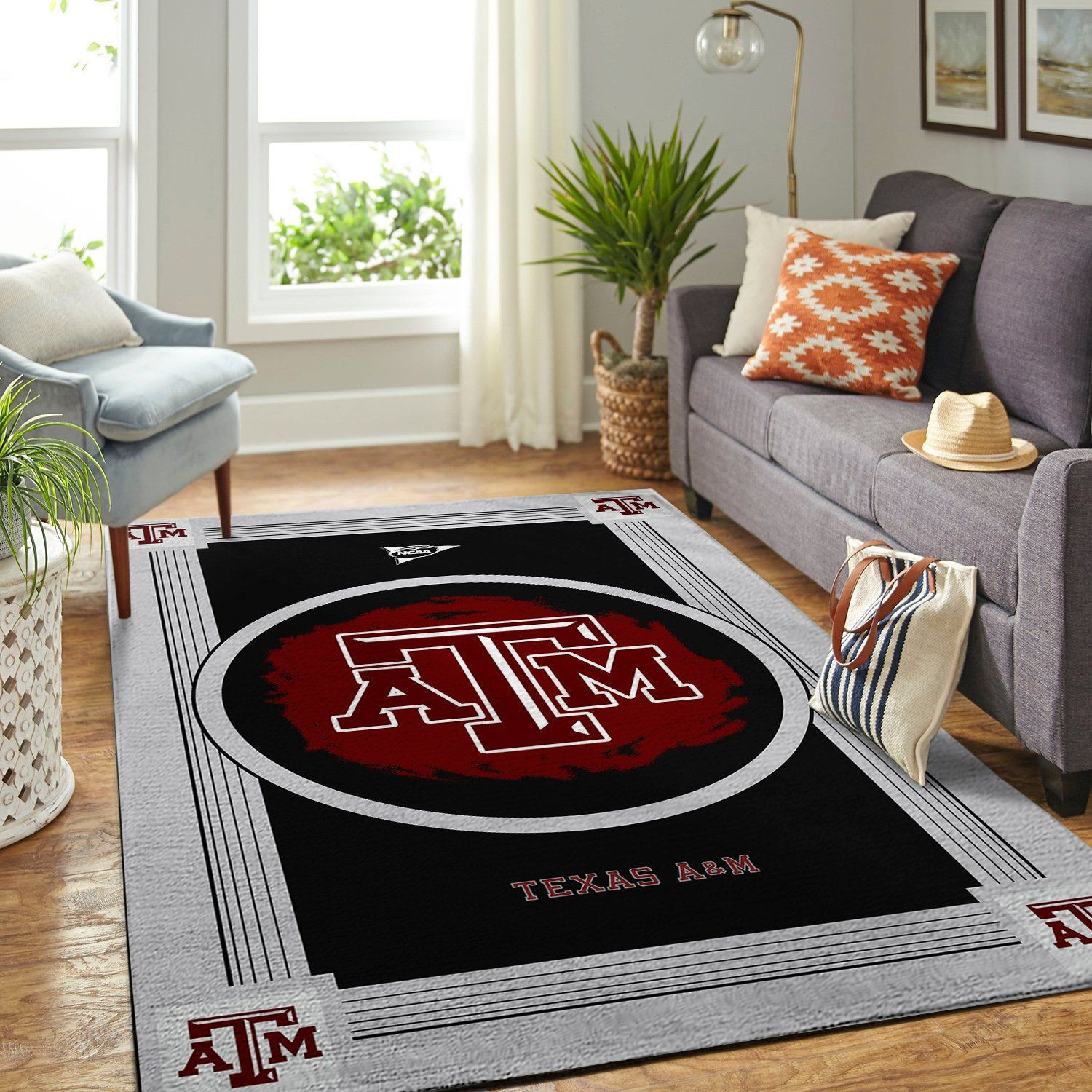 Texas A M Aggies Team Logo Nice Gift Rectangle Area Rug – Full Print Carpet For Living Room & Bedroom Home Decor