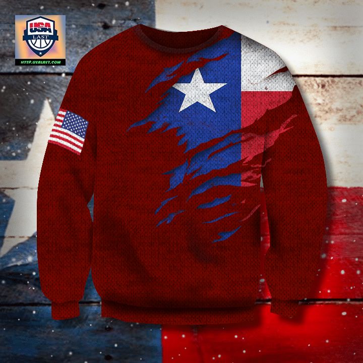 Texas Flag And American Flag 3D Sweater Proud Texan Sweater Winter Gifts Unisex Clothes