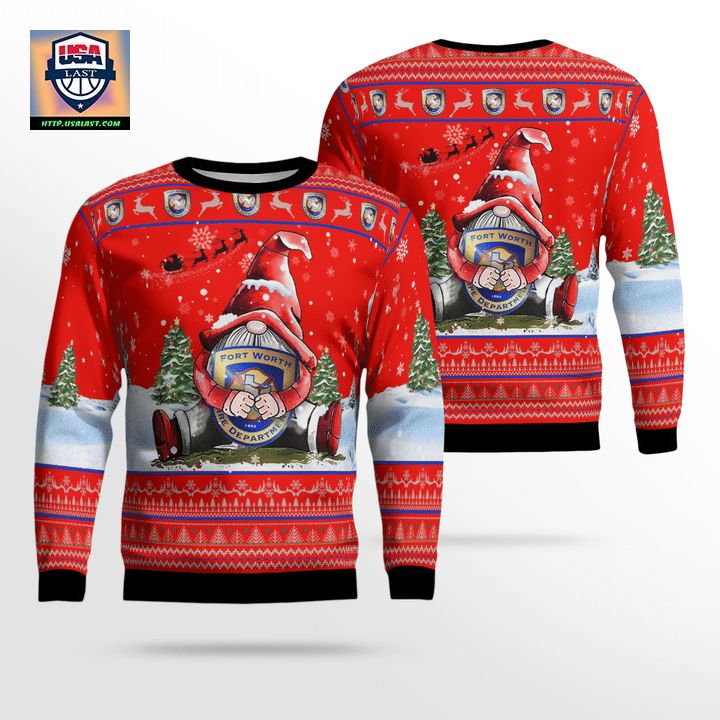 Texas Fort Worth Fire Department Christmas AOP Sweater