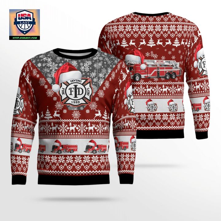 Texas Irving Fire Department Christmas Sweater 3D
