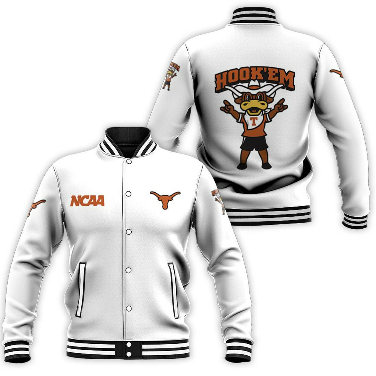 Texas Longhorns Varsity Baseball Jacket for Men & Women | NCAA Team Fan Gift