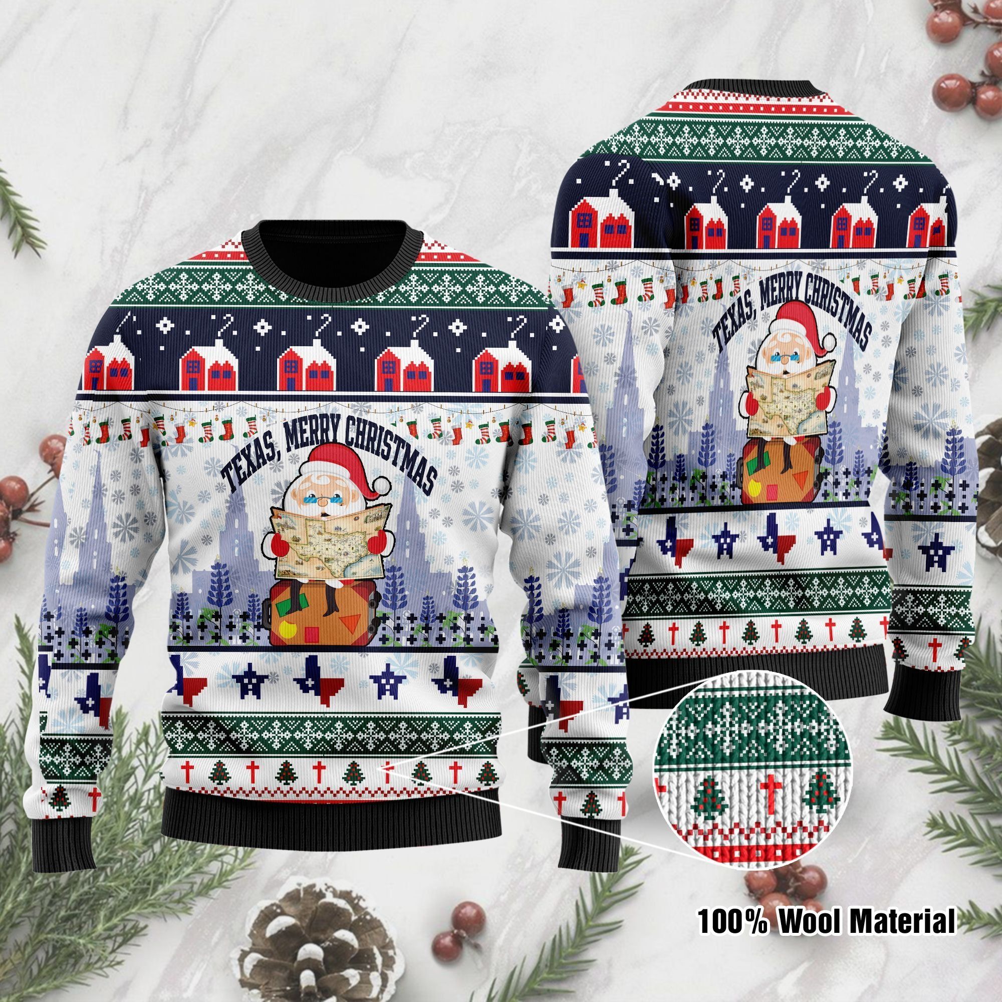 Texas Merry Christmas Jesus Santa Claus Ugly Christmas Sweater For Jesus And Texas Lovers On Christmas Days