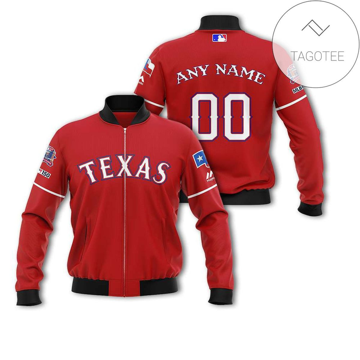 Texas Rangers Personalized Name Number Red Bomber Jacket | MLB Team Jacket for Men & Women | Baseball Fan Gift