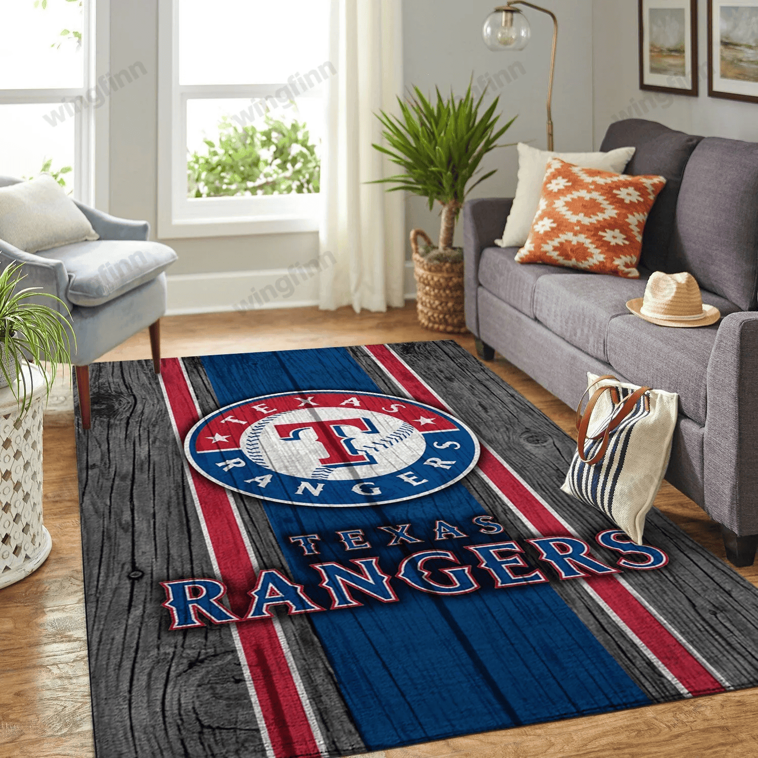 Texas Rangers Rectangle Area Rug – Full Print Carpet For Living Room & Bedroom Home Decor