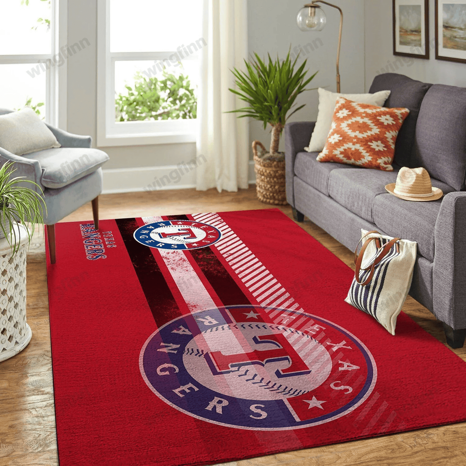 Texas Rangers Rectangle Area Rug – Full Print Carpet For Living Room & Bedroom Home Decor