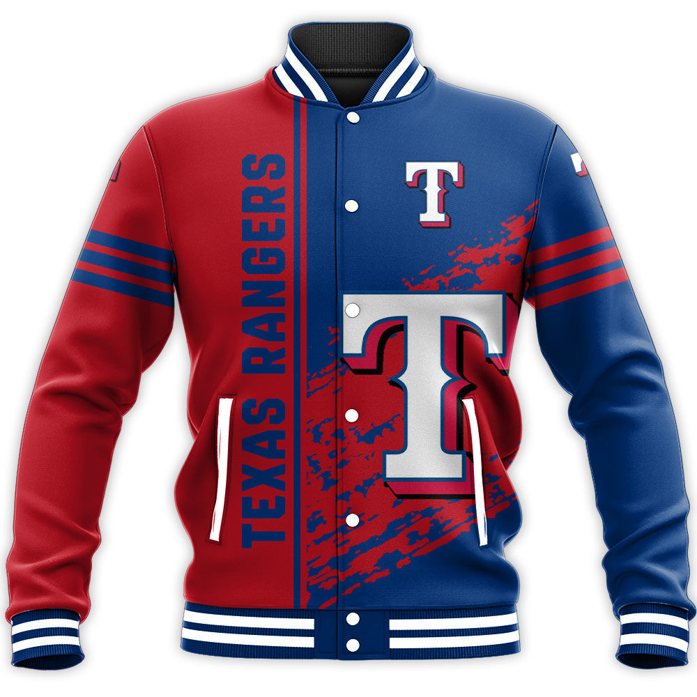 Texas Rangers Red Blue Varsity Baseball Jacket for Men & Women | MLB Team Fan Gift