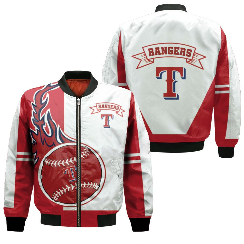Texas Rangers Red White Bomber Jacket | MLB Team Jacket for Men & Women | Baseball Fan Gift