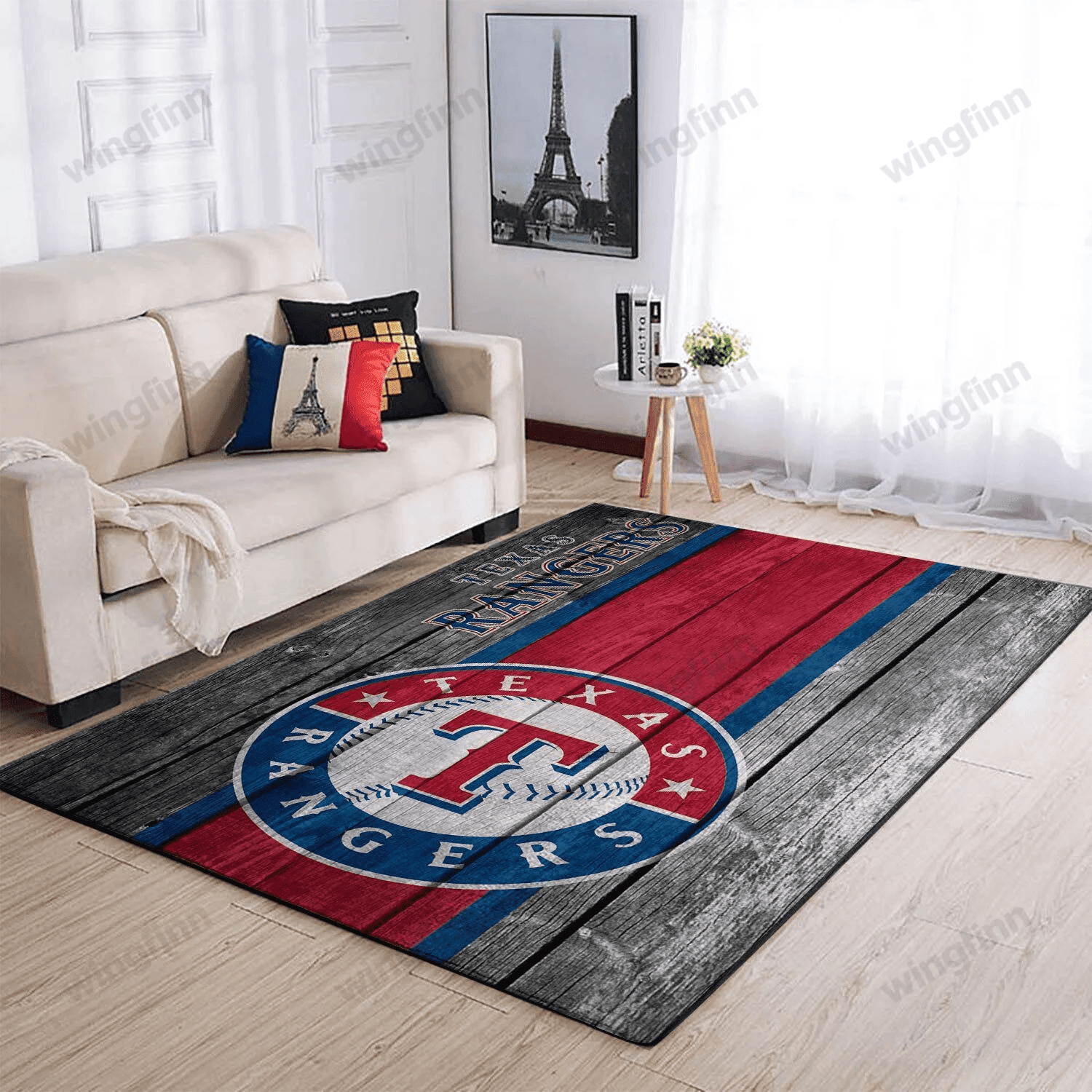 Texas Rangers Team Logo Rectangle Area Rug – Full Print Carpet For Living Room & Bedroom Home Decor