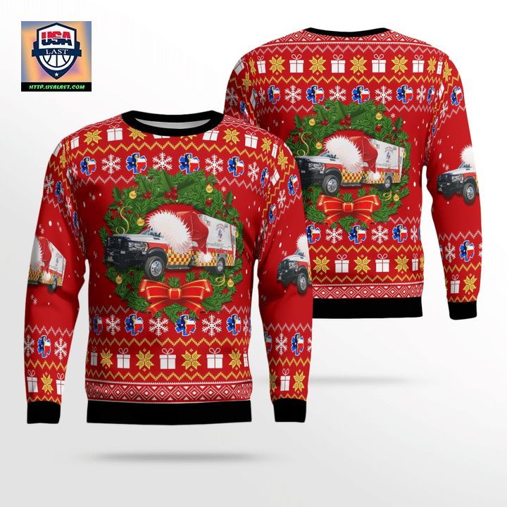 Texas San Marcos Hays County EMS Christmas Sweater 3D