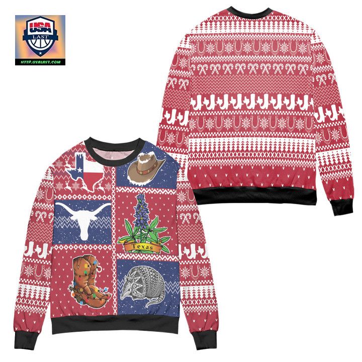 Texas State Signature Ugly Christmas Sweater Red
