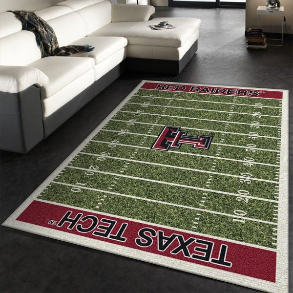 Texas Tech Red Raiders Team Home Field 3D Rectangle Area Rug – Full Print Carpet For Living Room & Bedroom Home Decor