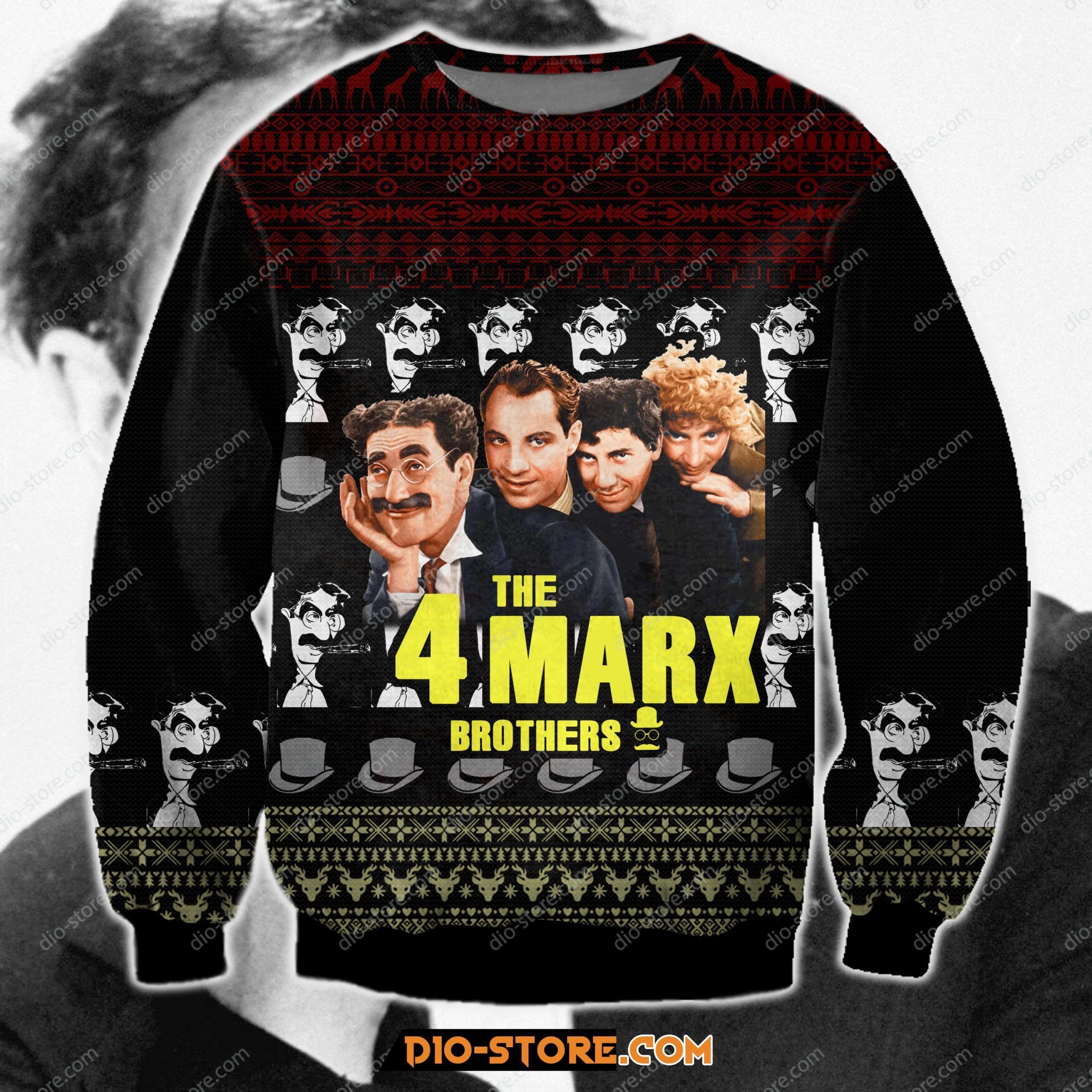 The 4 Marx Brothers 3D Print Ugly Christmas Sweater