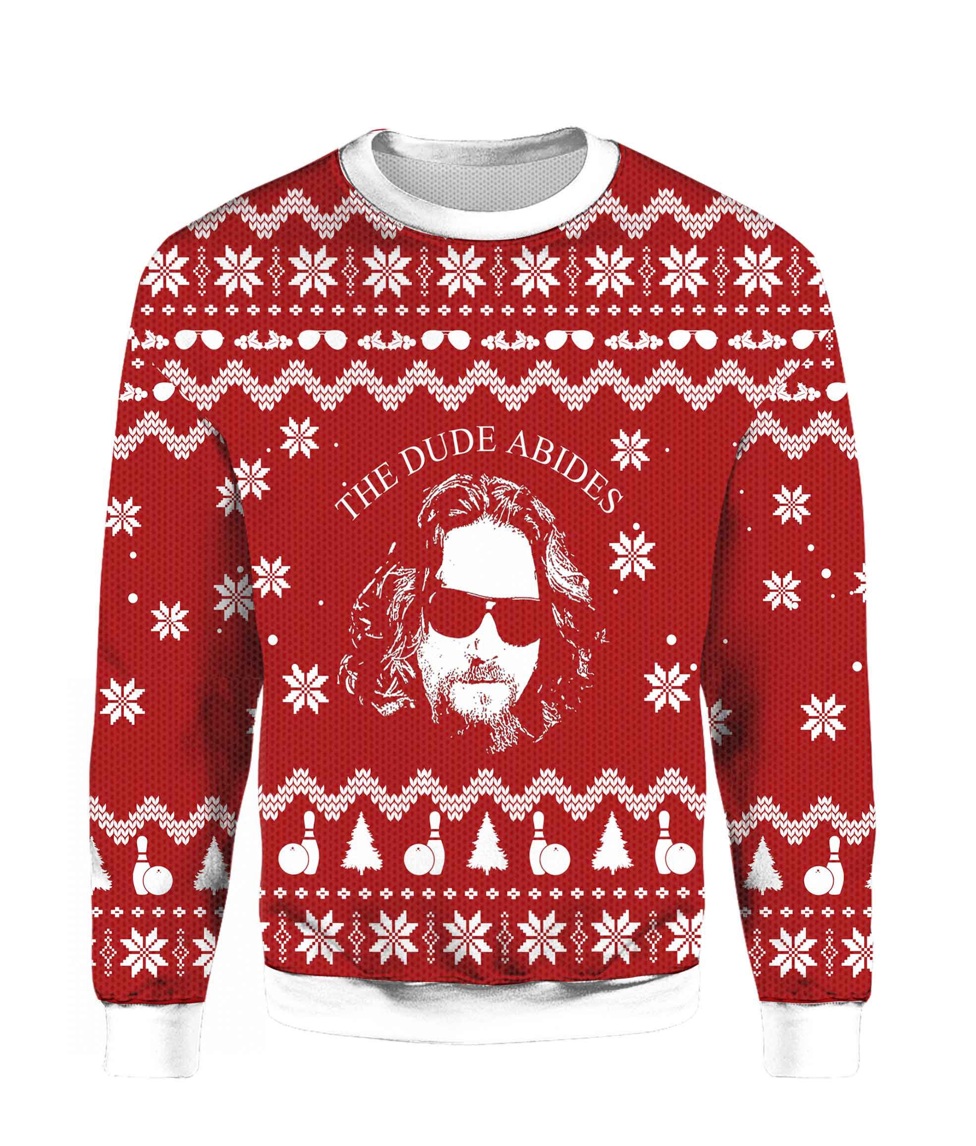 The Big Lebowski The Dude Abides Ugly Christmas Sweater