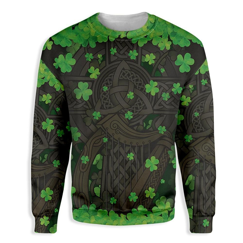 The Celtic Cross Harp Irish Proud Ugly Christmas Sweater, Perfect Holiday Gift