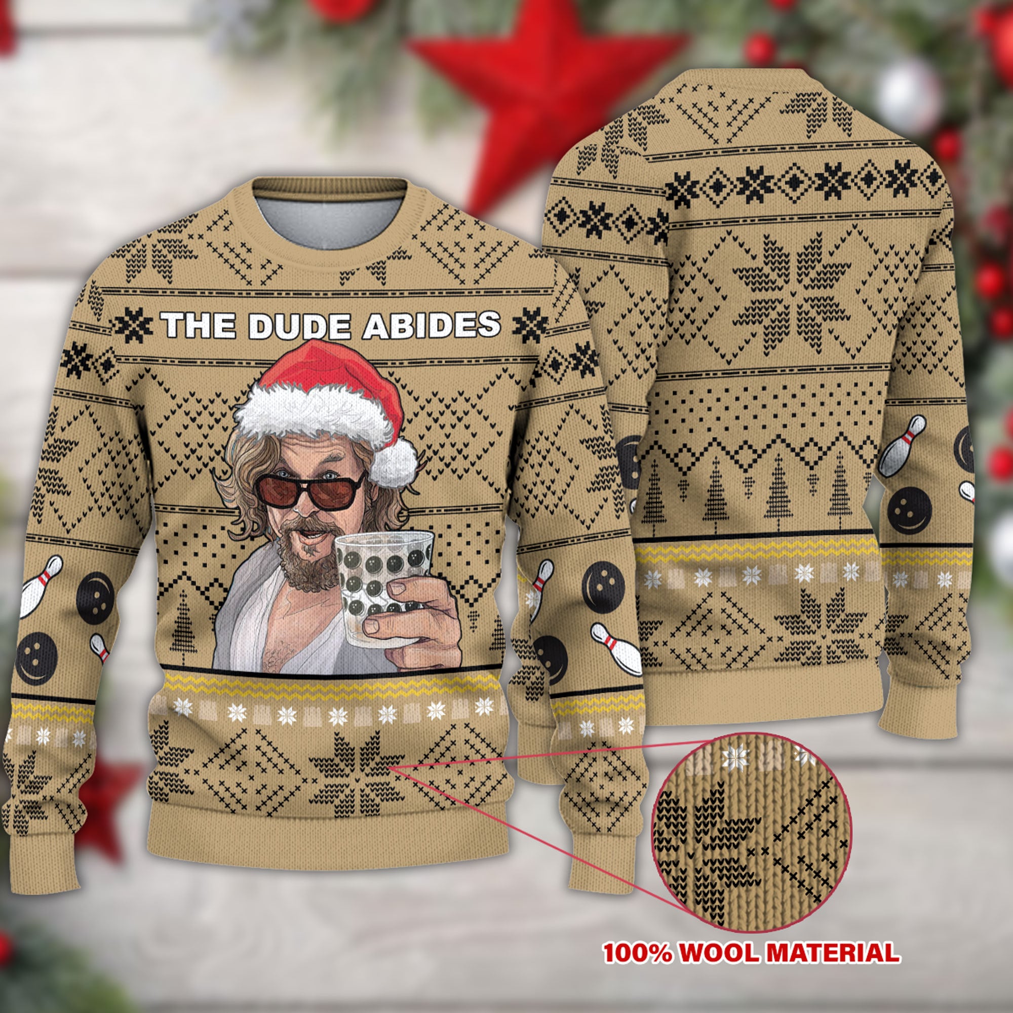 The Dude Abides The Big Lebowski Ugly Christmas Sweater