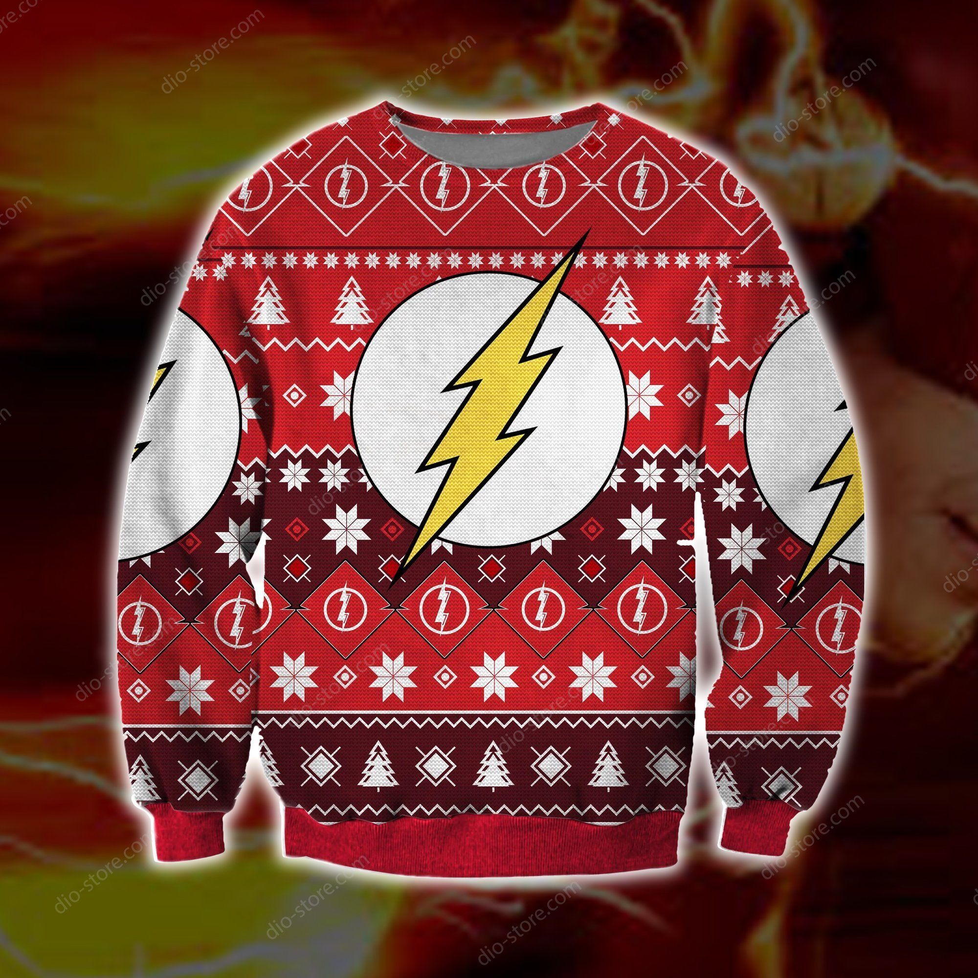 The Flash Knitting Pattern 3D Print Ugly Christmas Sweater