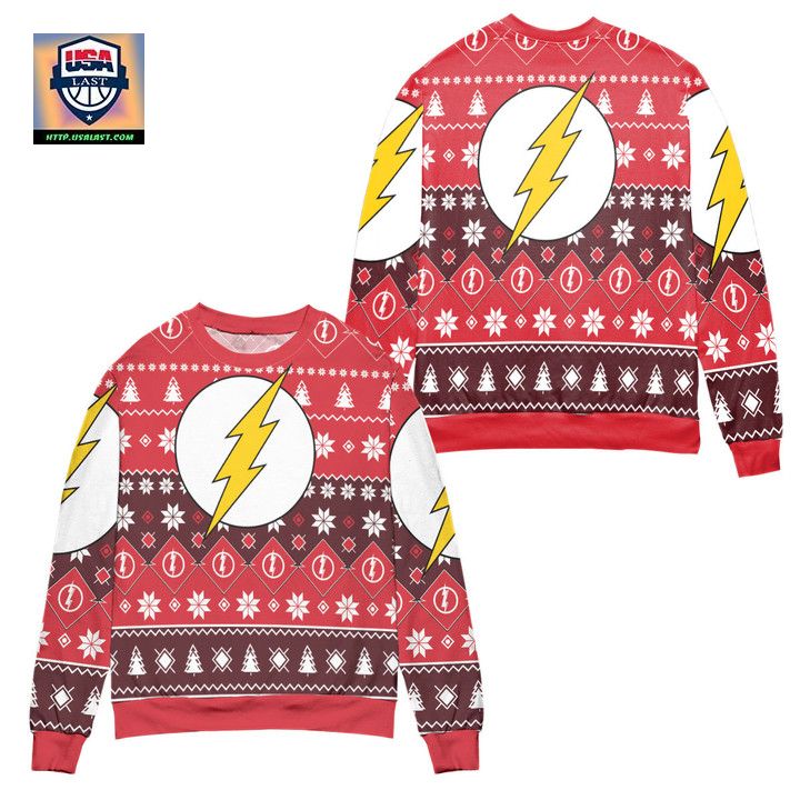 The Flash Logo DC Christmas Pattern Ugly Christmas Sweater Red