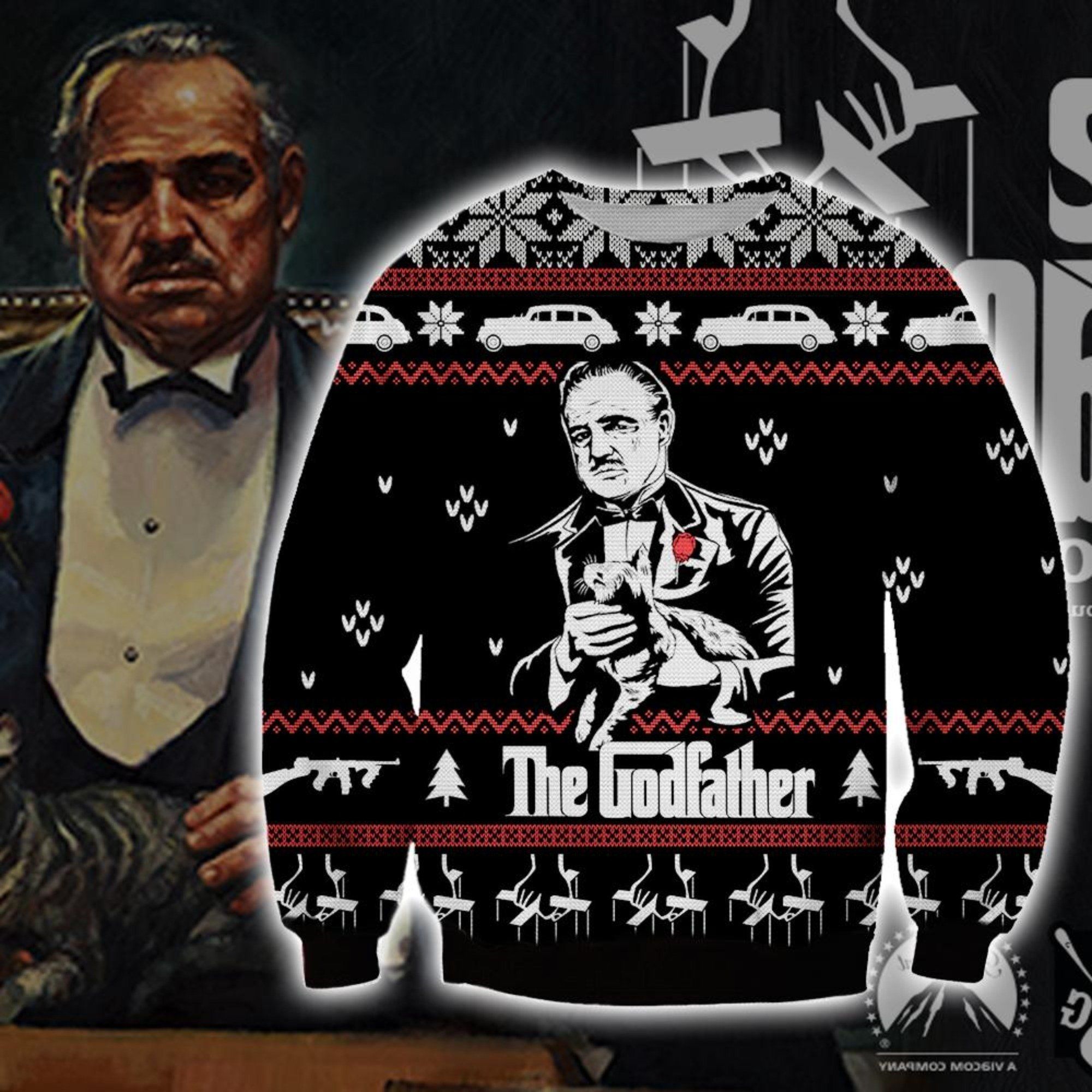 The Godfather Knitting Pattern 3D Print Ugly Christmas Sweater