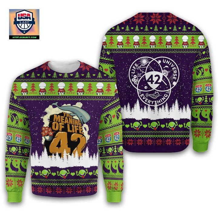The Hitchhiker’s Guide to the Galaxy Ugly Christmas Sweater, 3D All Over Print Pullover, Hitchhiker Fan Gift