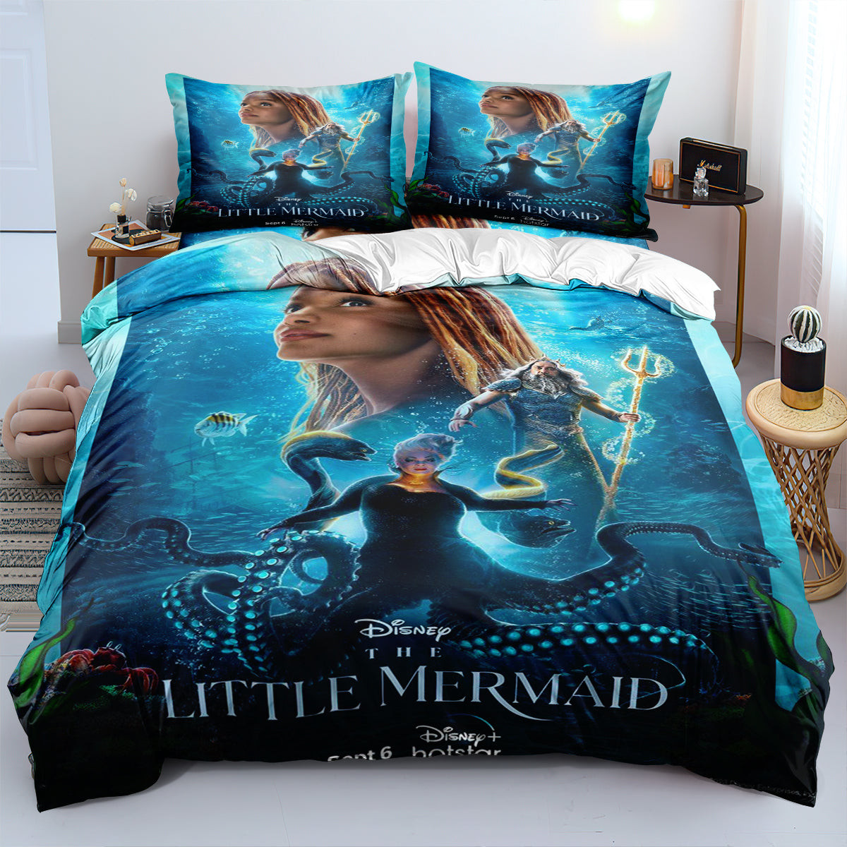 The Little Mermaid Duvet Cover Quilt Cover Pillowcase Bedding Set Bed Linen Home Bedroom Decor
