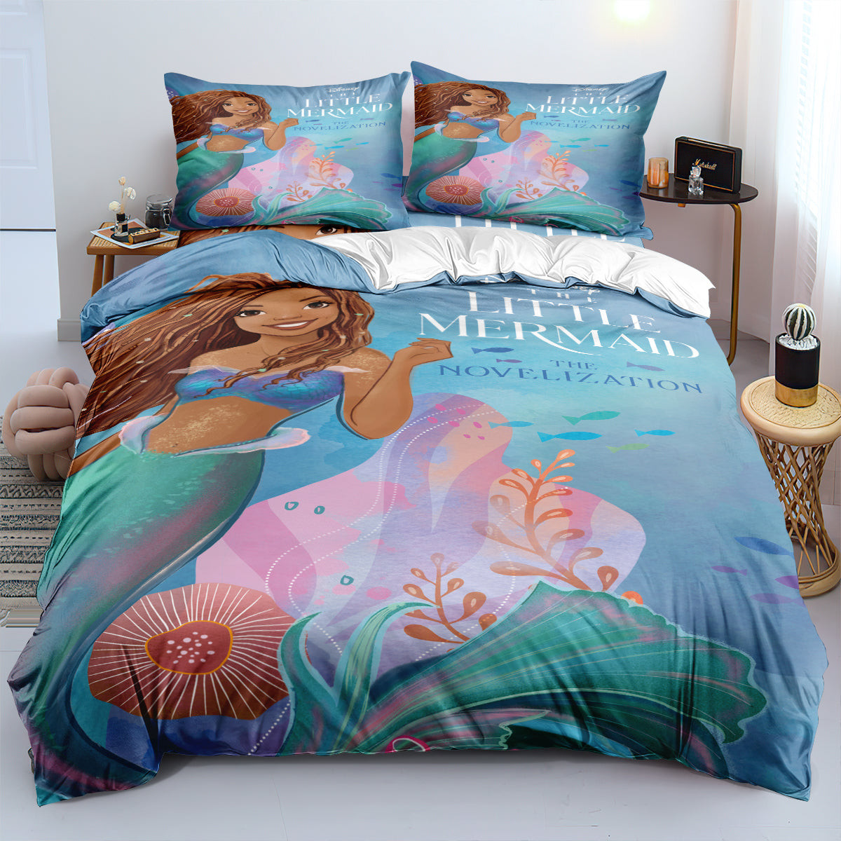 The Little Mermaid Duvet Cover Quilt Cover Pillowcase Bedding Set Bed Linen Home Bedroom Decor