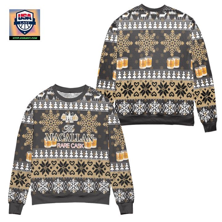 The Macallan Rare Cask Snowflake Pattern Ugly Christmas Sweater