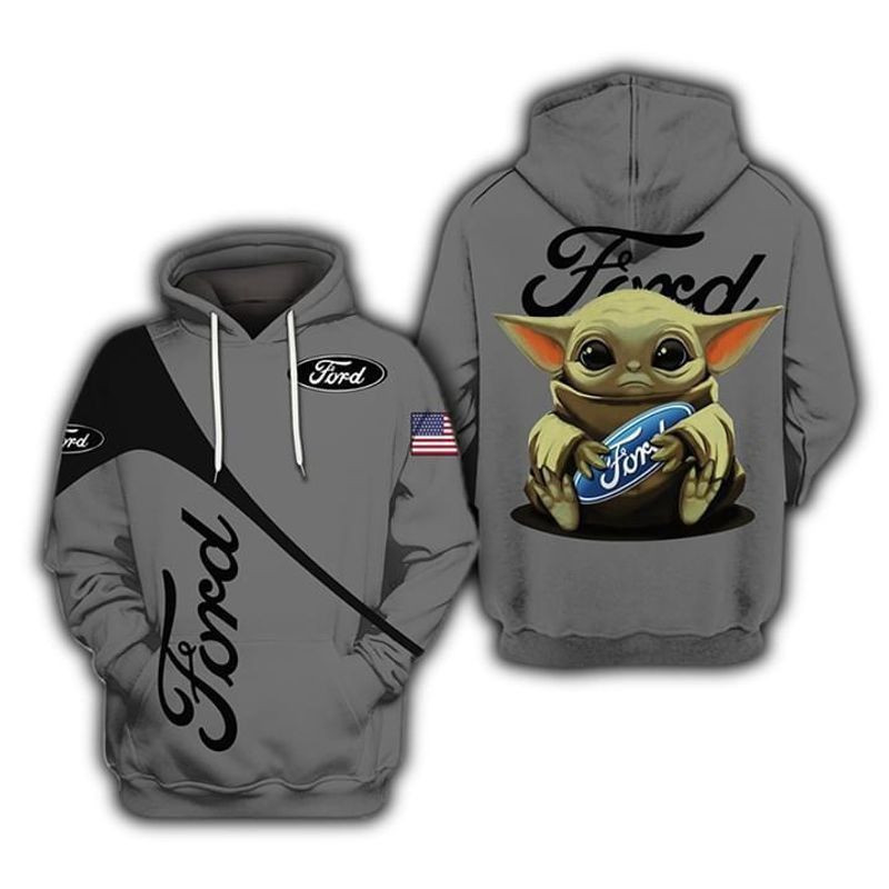 The Mandalorian Baby Yoda Holding Ford 3D All Over Print Hoodie & Zip Hoodie