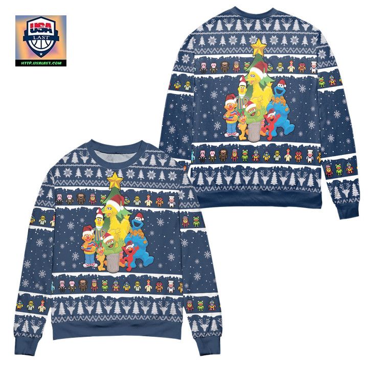 The Muppet Show Cartoon Version Ugly Christmas Sweater Blue