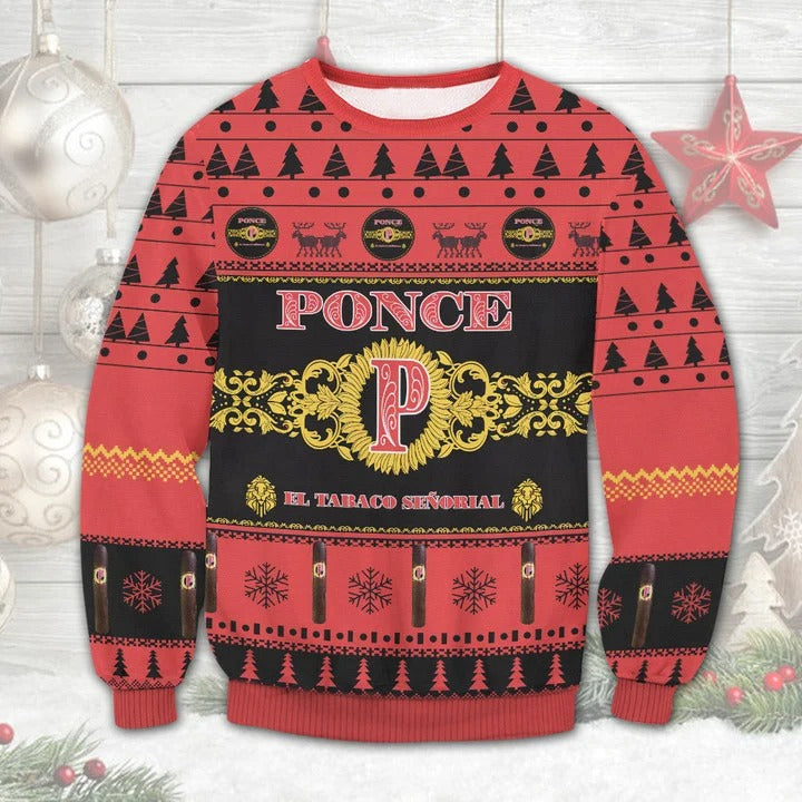 The Ponce Cigars 3D Ugly Christmas Sweater