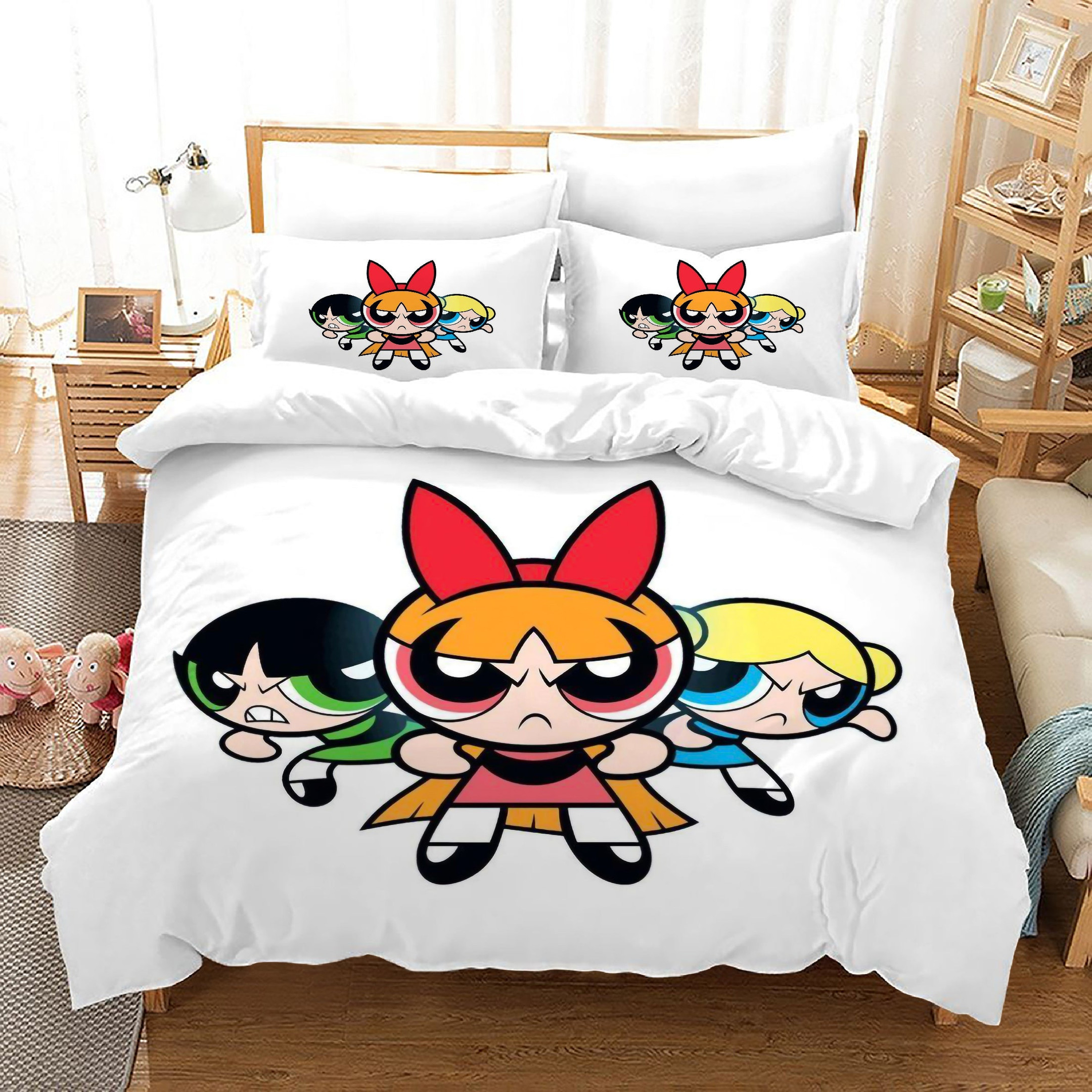 The Powerpuff Girls Duvet Cover Quilt Cover Pillowcase Bedding Set Bed Linen Home Bedroom Decor