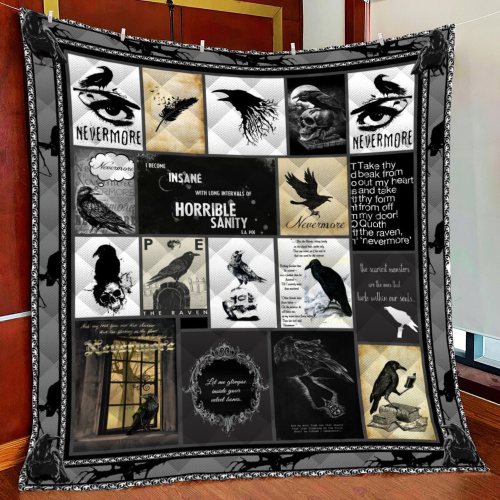 The Raven Nevermore Fleece Blanket Quilt Blanket