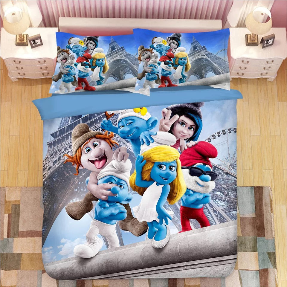 The Smurfs Smurfette Duvet Cover Quilt Cover Pillowcase Bedding Set Bed Linen Home Bedroom Decor