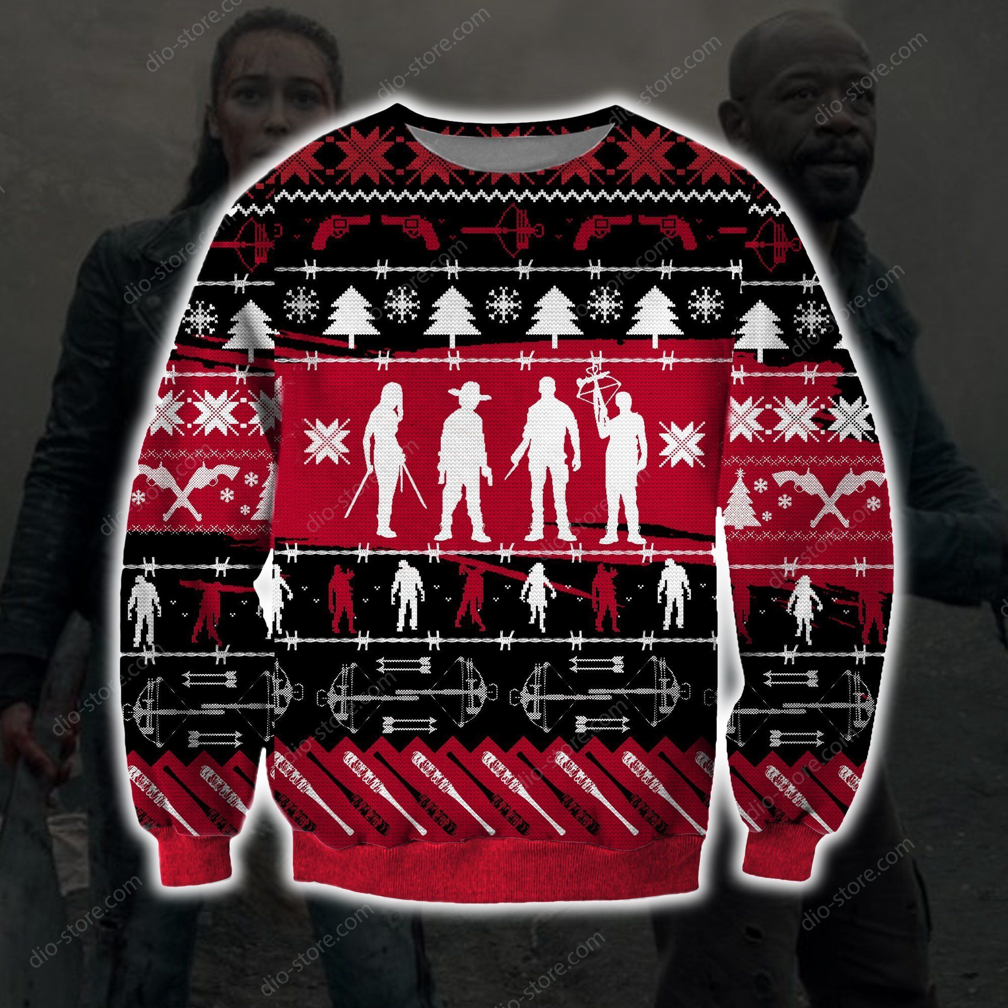 The Walking Dead Knitting Pattern 3D Print Ugly Christmas Sweater