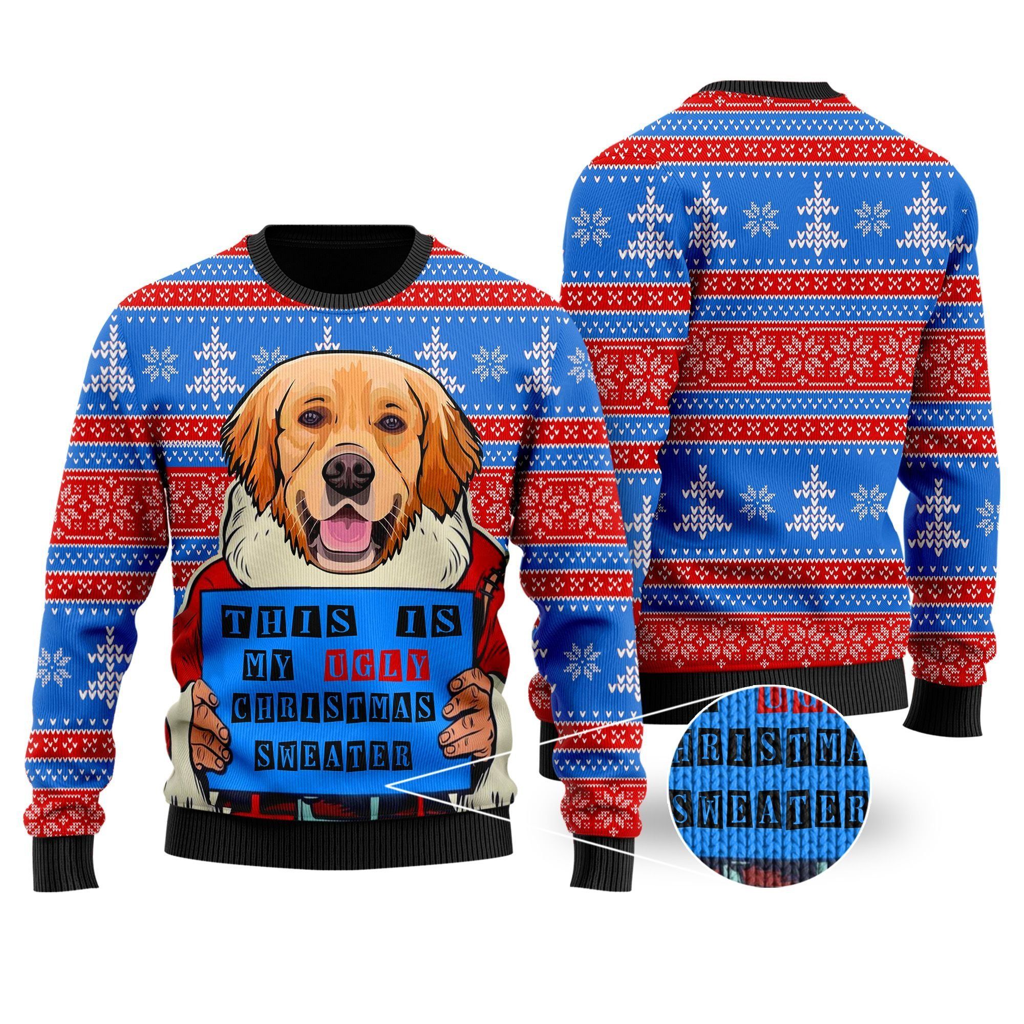This Is My Ugly Christmas Sweater Funny Golden Retriever Santa Claus Ugly Christmas Sweater For Dog Owners And Lovers