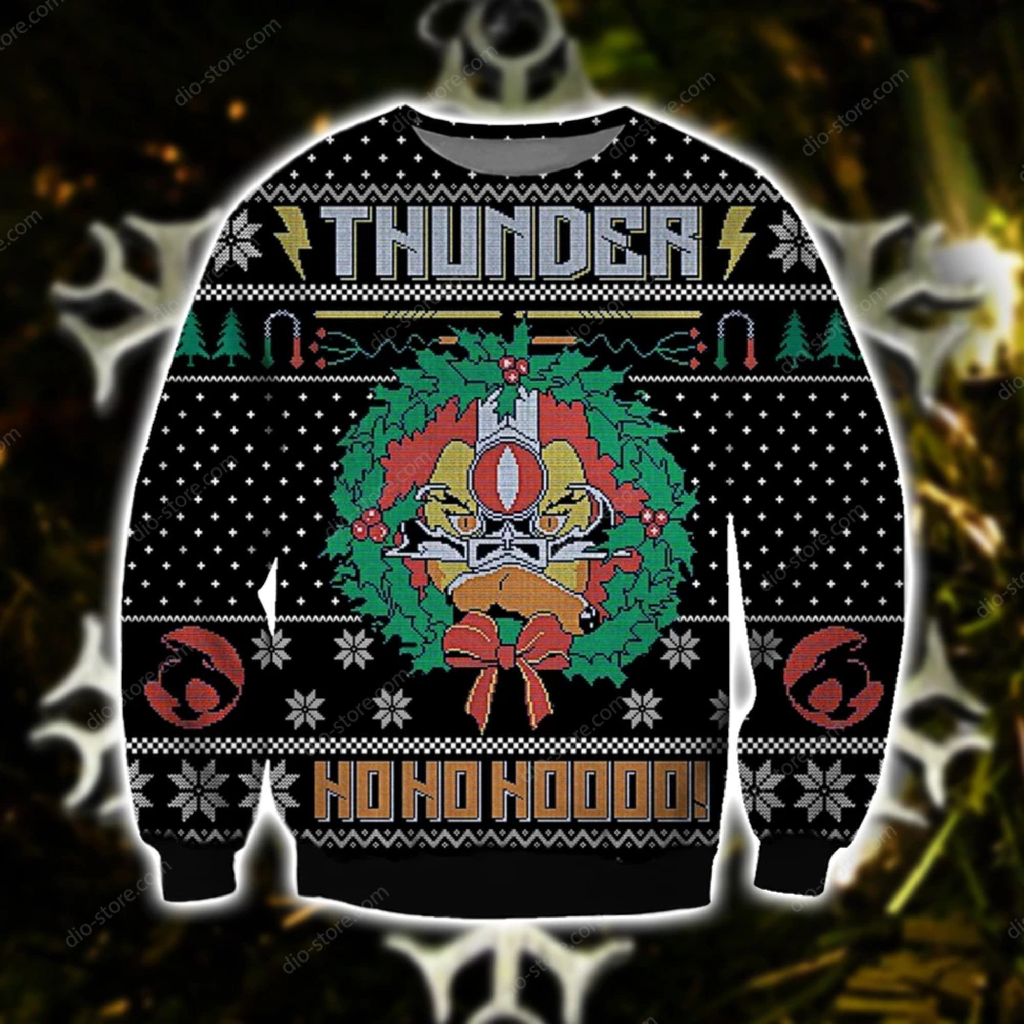 Thunder Ho Ho Ho Knitting Pattern 3D Print Ugly Christmas Sweater