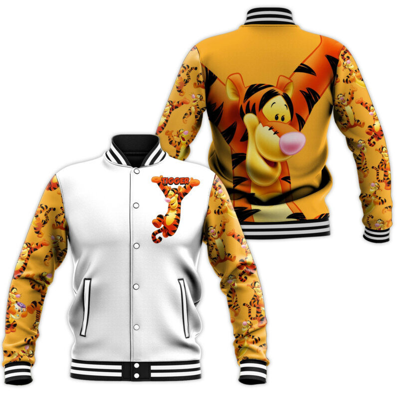 Tigger Fashion Baseball Jacket for Men & Women | Cartoon Fan Gift