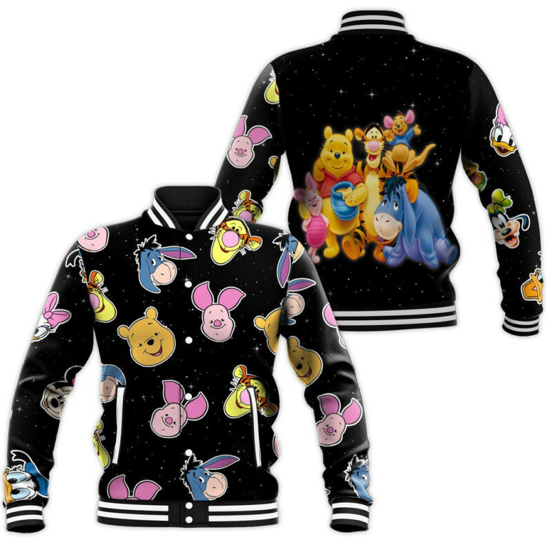 Tigger Piglet Pooh Eeyore Donald Daisy Twinkle Star Fashion Baseball Jacket for Men & Women | Cartoon Fan Gift