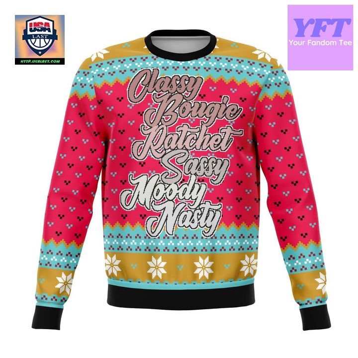 Tik Tok Classy Bougie Ratchet Meme Design 3d Ugly Christmas Sweater