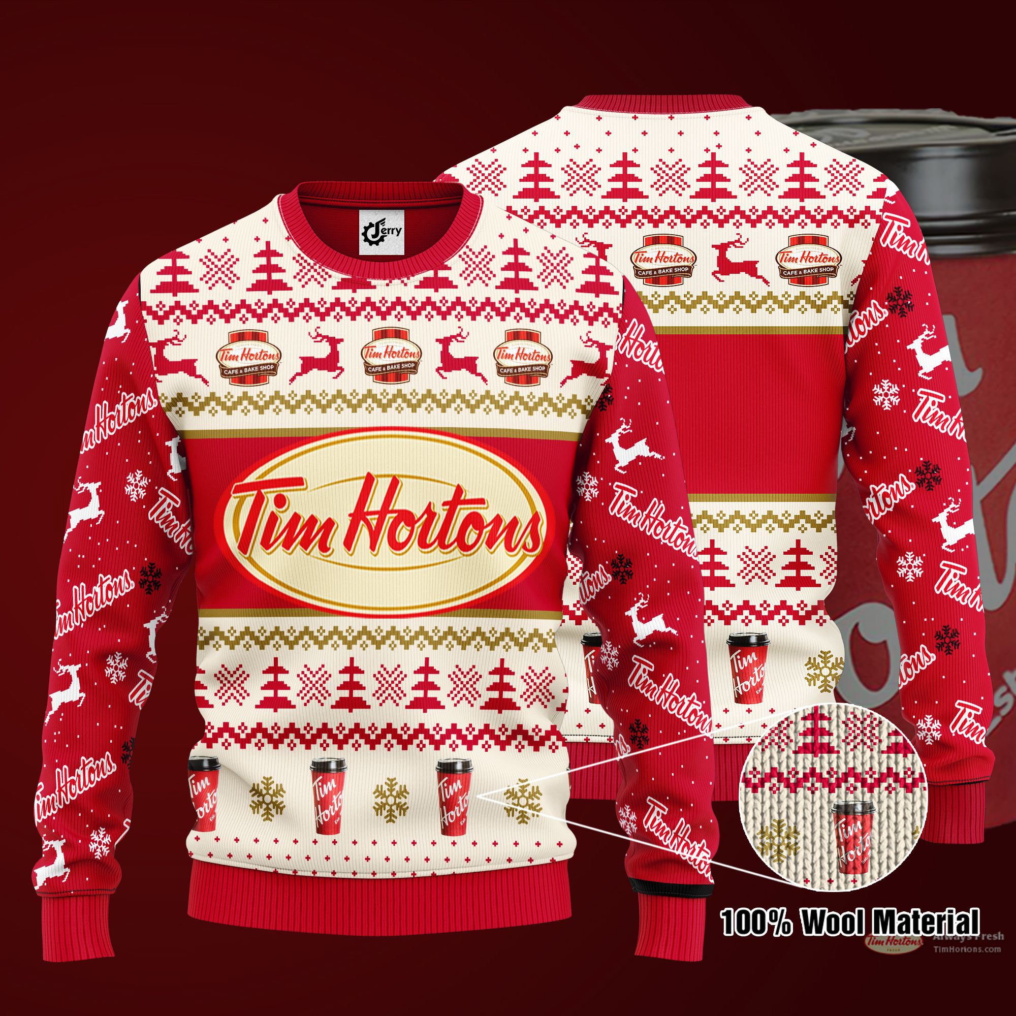 Tim Hortons 3D Print Ugly Christmas Sweater, Hoodie, Zip Hoodie, Bomber Jacket