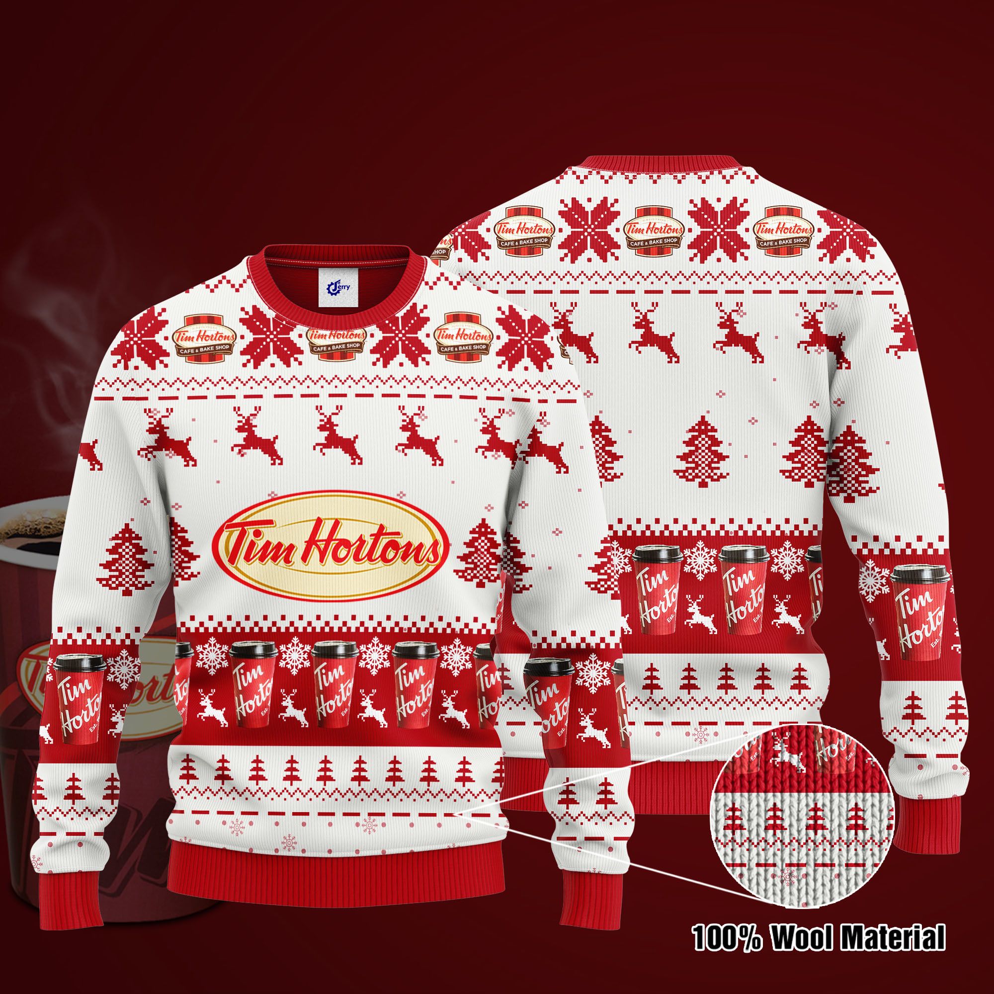 Tim Hortons 3D Print Ugly Christmas Sweater, Hoodie, Zip Hoodie, Bomber Jacket