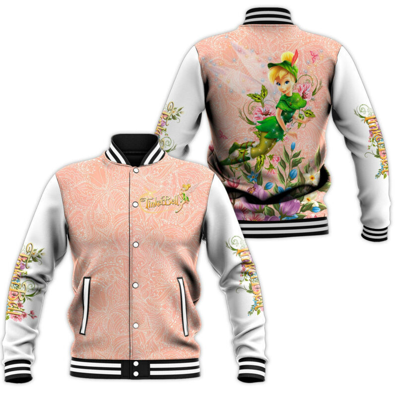 Tinker Bell Fashion Baseball Jacket for Men & Women | Cartoon Fan Gift