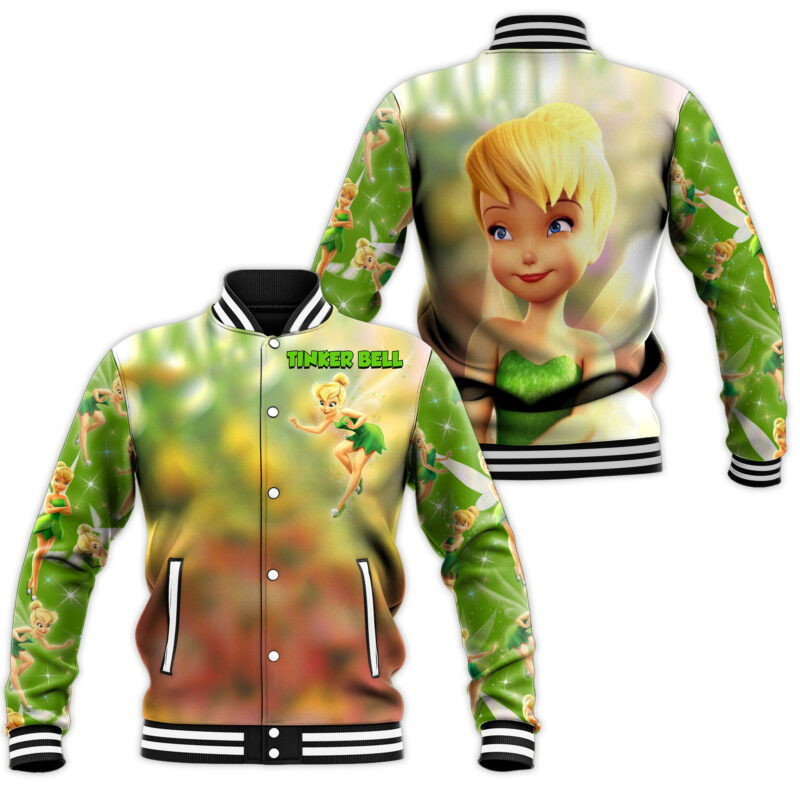Tinker Bell Fashion Baseball Jacket for Men & Women | Cartoon Fan Gift