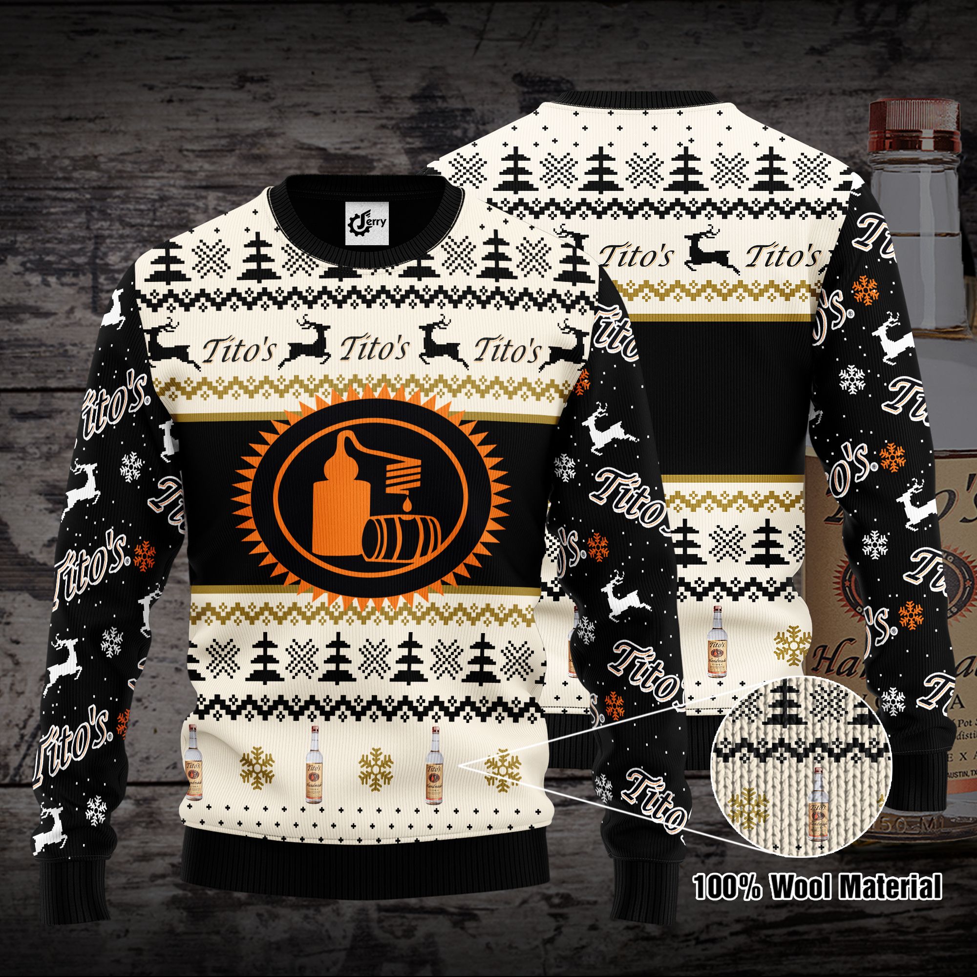 Tito's 3D Print Ugly Christmas Sweater, Hoodie, Zip Hoodie, Bomber Jacket