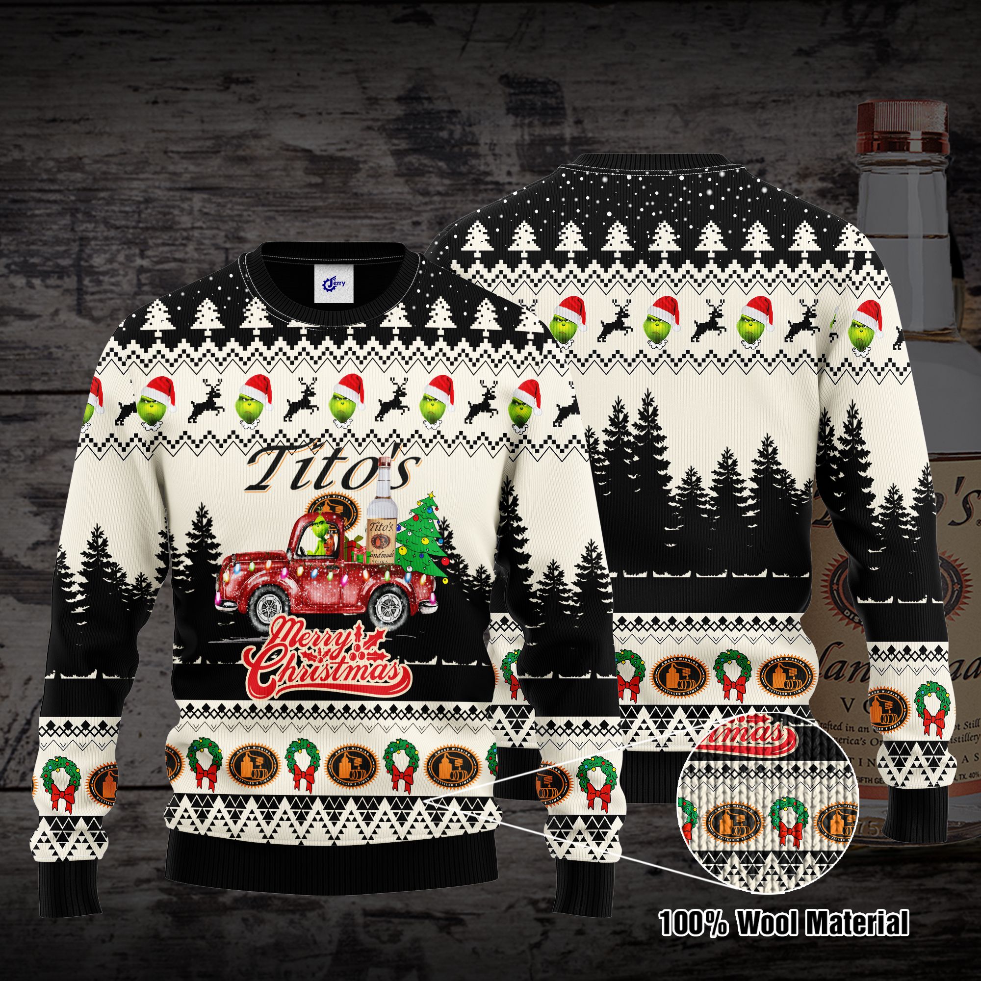 Tito's Grinch Merry Christmas Ugly Christmas Sweater, Hoodie, Zip Hoodie, Bomber Jacket