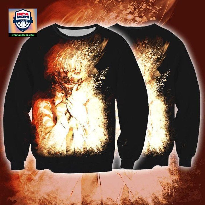 Tokyo Ghol Sweater Kaneki Ken In Fire 3D Printed Sweater