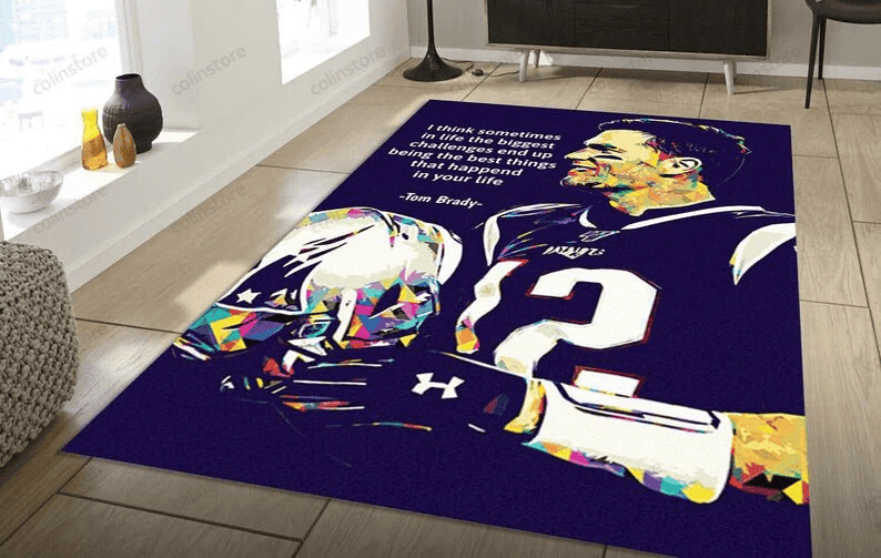 Tom Brady Rug Collage Rectangle Area Rug – Full Print Carpet For Living Room & Bedroom Home Decor