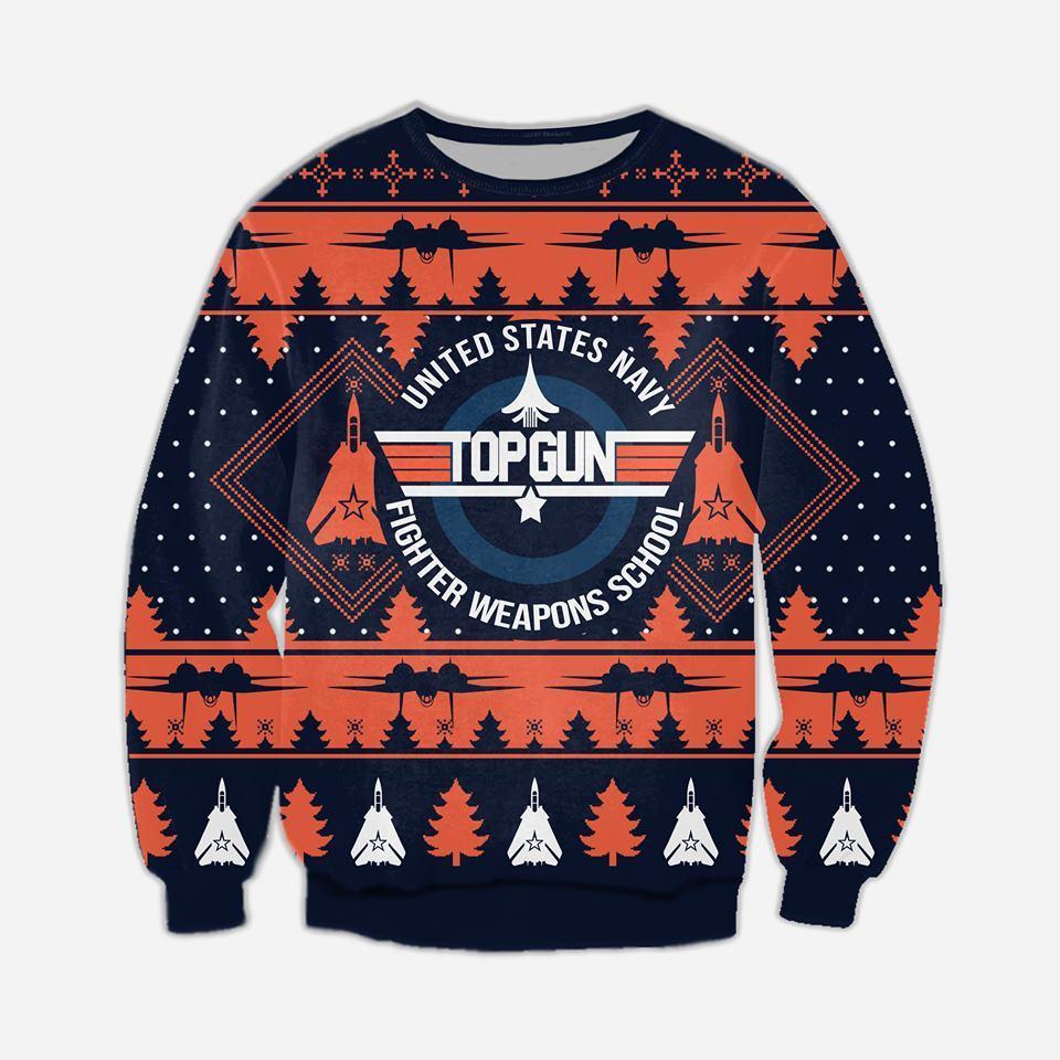 Top Gun Knitting Pattern 3D Print Ugly Christmas Sweater