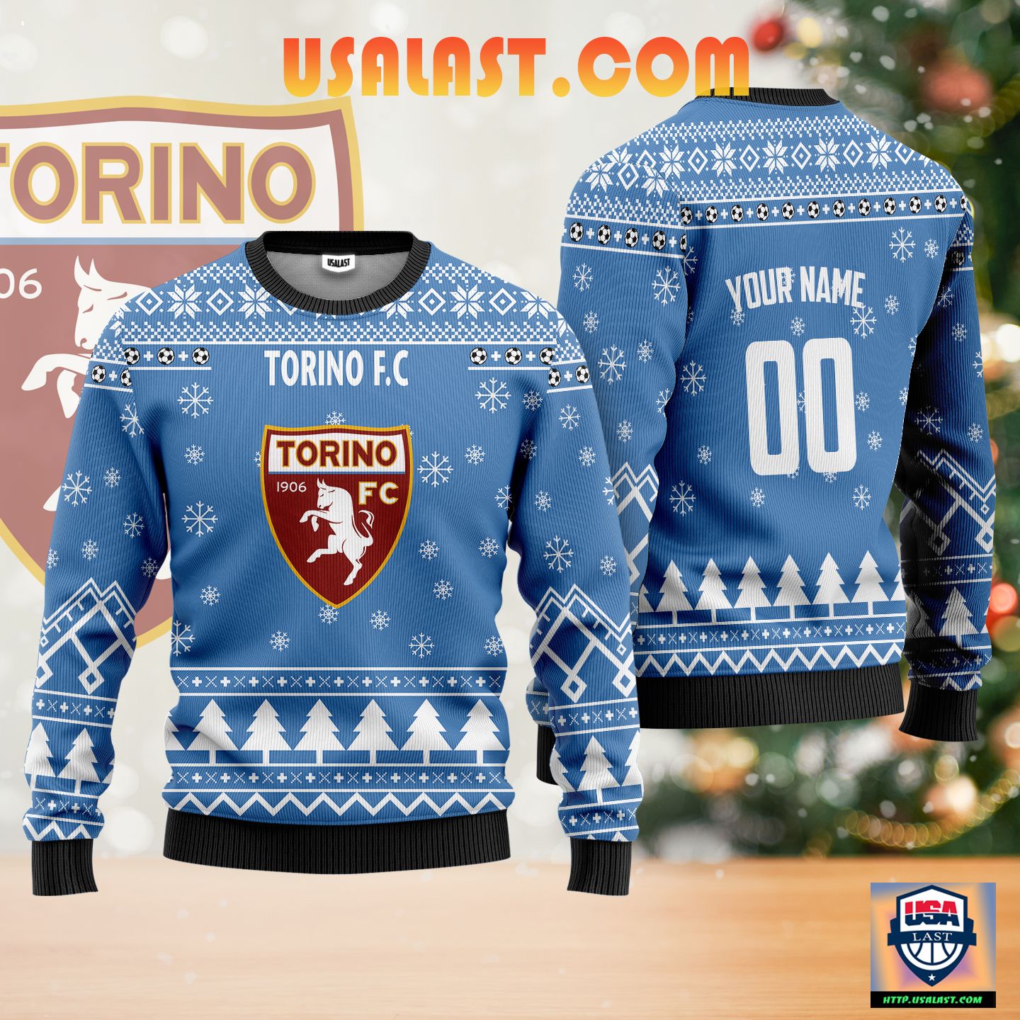 Torino FC Personalized Ugly Christmas Sweater Blue Version