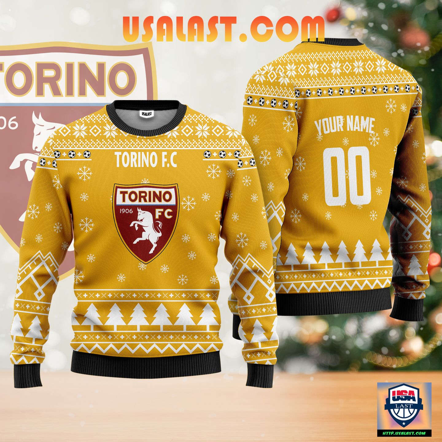 Torino FC Personalized Ugly Christmas Sweater Yellow Version