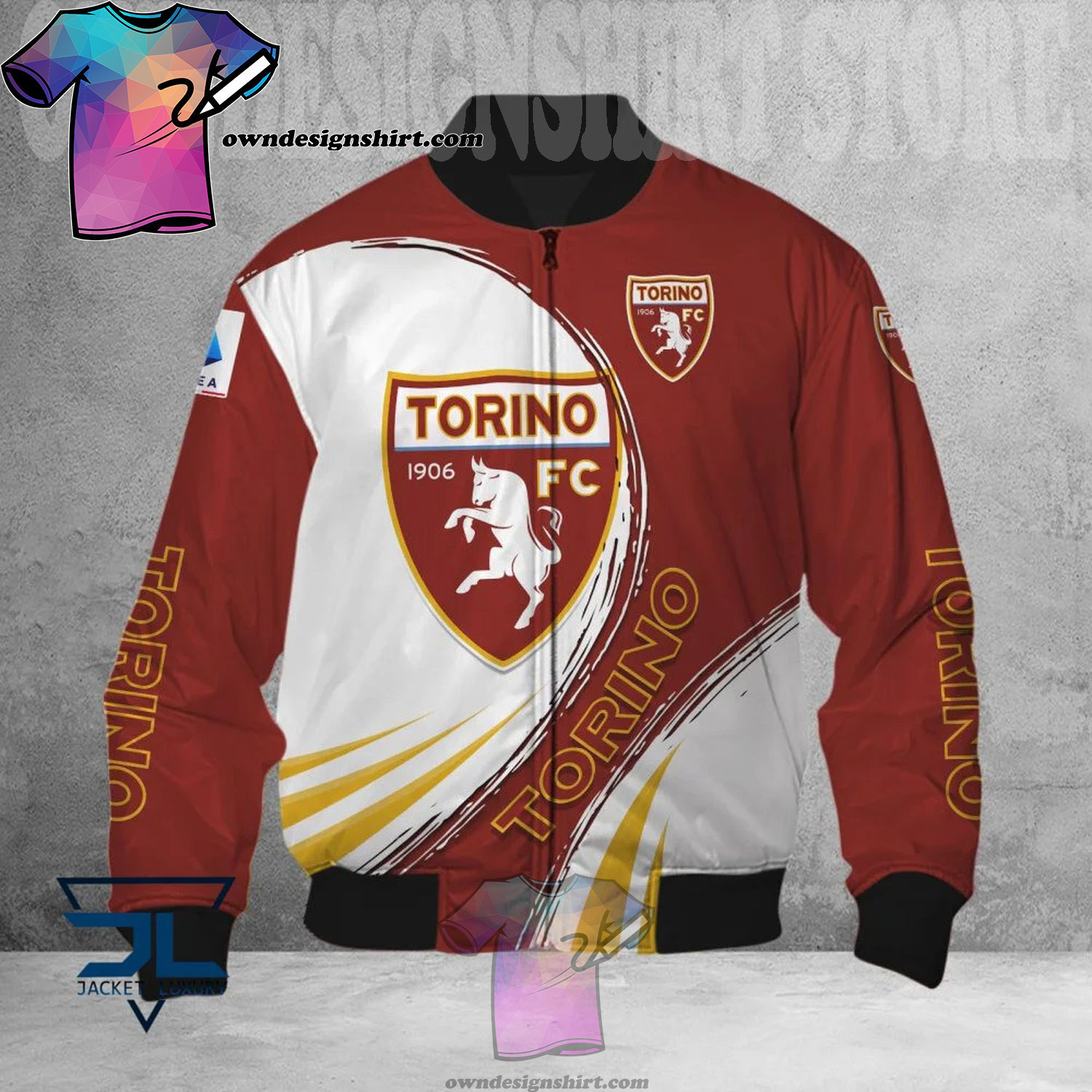 Torino FC White Maroon Yellow Bomber Jacket | Streetwear Jacket for Men & Women | Fan Gift